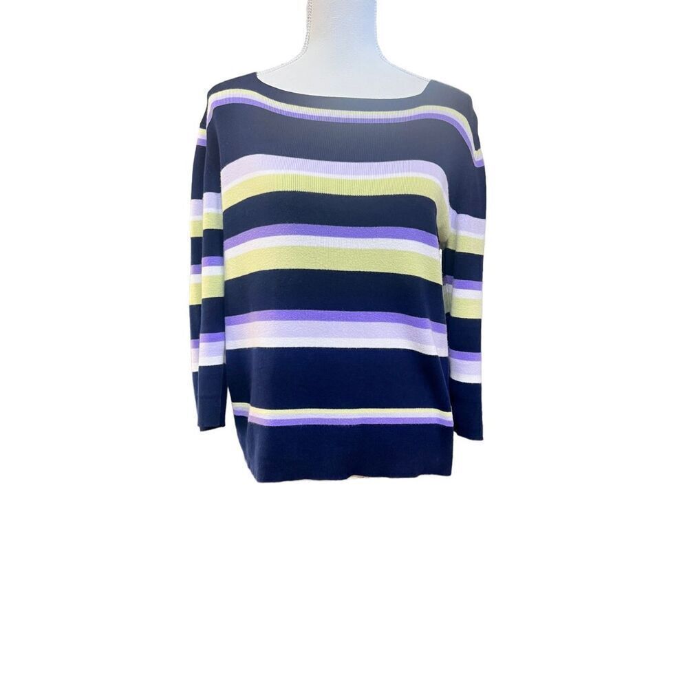IB Diffusion Striped Knit Sweater   Navy knit sweater with horizontal stripes